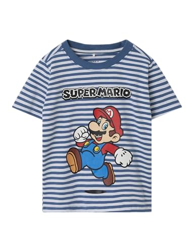 NAME IT Niños Nmmjaki Mario Nreg SS Top Bfu, Dusty Blue, 98