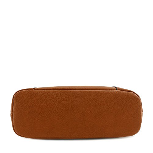 Triple Zipper Pocket Medium Crossbody Bag Tan