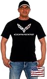 JH DESIGN GROUP Men's Chevy Corvette C7 Black Crew Neck T-Shirt (Medium, Black)