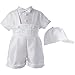Lauren Madison Baby-Boys Newborn Christening Baptism 3- Piece Shantung Short Pant Outfit Set ,White, 6-9 Months