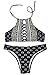 CUPSHE Women's Black Lace Up Halter Padding Bikini Set (L)