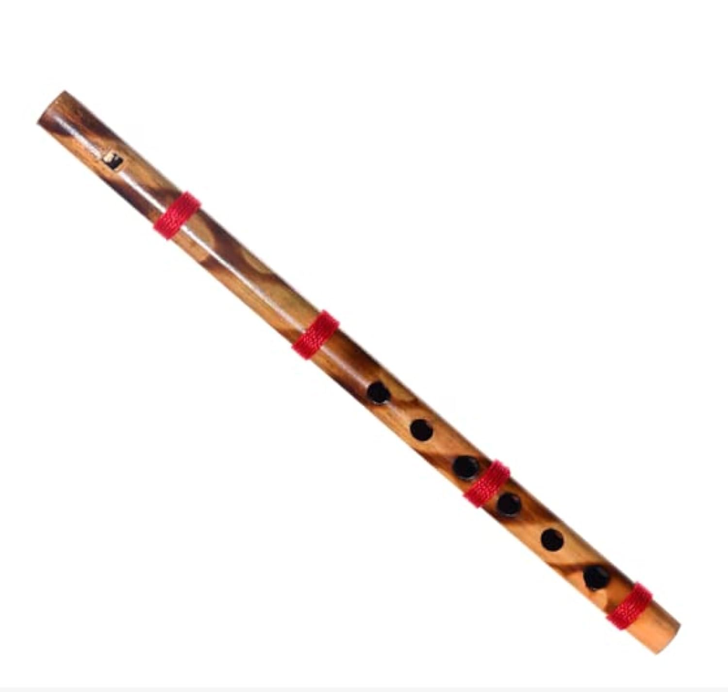 Photo 1 of Decorative Traditional Handmade Wooden Bamboo Flute Basuri Indian Musical Instrument for gifting and Decoration (Brown - Single)
