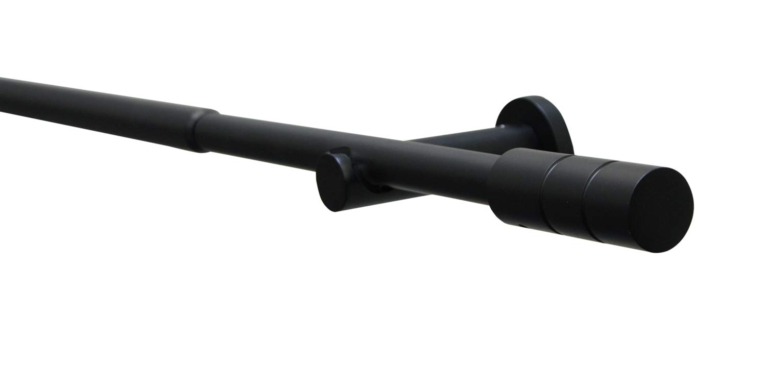 Gardinia Crete Cylinder Curtain Rail Set, Complete Set Including Mounting Material, Length 120-210 Cm, Metal, Matt Black