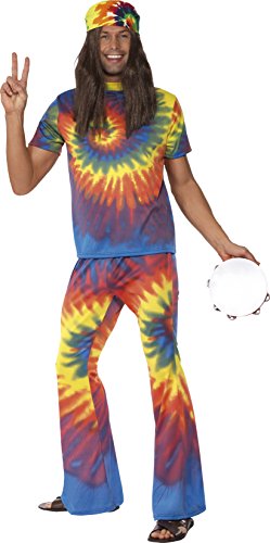 Smiffy's Men's 1960's Tie Dye Top and Flared Trousers