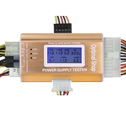Optimal Shop 20/24 4/6/8 PIN 1.8" LCD Computer PC Power Supply Tester -Golden