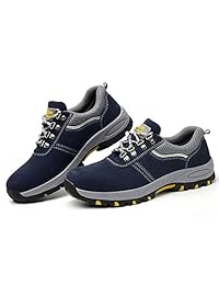 Jabasic Zapatillas de trabajo de seguridad para hombre, de acero, antideslizantes