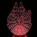 Multi-Colored 3D Millennnium Falcon Light Star Wars Wood Mood Lamp Lighting Gadget