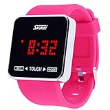 SKMEI Touch Screen Digital LED Waterproof Boys Girls Sport Casual Wrist Watches (Rose Red)