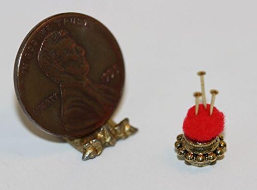 Dollhouse Miniature Sewing Pins in a Red Cushion by Taylor Jade