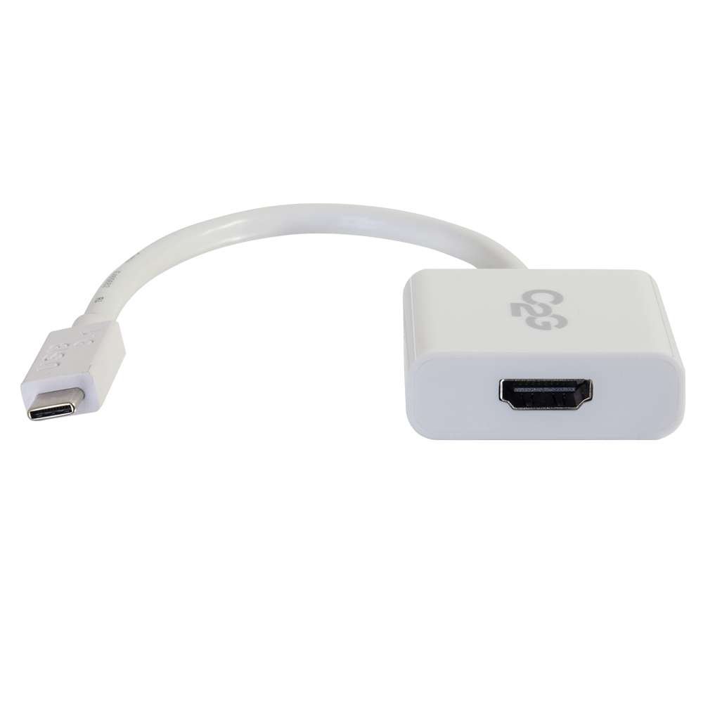 C2G USB C 3.1 to HDMI 4K Audio & Video Adapter - White - Suitable for use with MacBook Pro, iPad Pro, Dell Latitude, Google Pixel, Chromebook, Nexus, Huawei and more