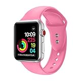 Straper Sport Band For Apple Watch,Soft Silicone Replacement Wristbands For Apple Watch Sport Series 3 Series 2 Series 1 NIKE+ Sports and Edition (Pink 42mm M/L)