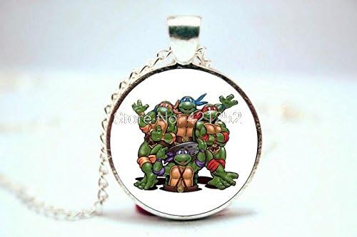 Pretty Lee 2015 Fashion Teenage Mutant Ninja Turtles Pendant Necklace Glass Photo Cabochon Necklace Christmas gift