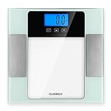 CUSIBOX Digital Bathroom Scale, Body Weight Scale with Highly Accuracy, Step-on Technology, Tempered Glass, Body Weight Measure, Body Fat Monitor with 10 Users Memory Mode