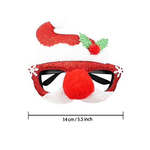 Kiddokids 9 Christmas Party Fancy Glitter Glasses Frames for Xmas Prop Photo Booth Party Favors.