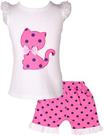 Good Trade Girls Summer Cute Dots Vest T-Shirt Tops Bloomers Pants Outfits Set (3-4 Years, Rose)