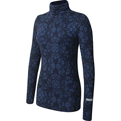 Terramar Women's Cloud Nine 4-Way Stretch Brushed Turtleneck Sweaters, Ink Alpine Print, X-Large (16)