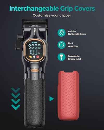 VGRPRO Professional Hair Clippers for Men, Professional Barber Clippers and Trimmer Set, Cordless Hair Clippers for Hair Cutting with Package Case, Powerful 9000 PRM Rechargable Electric Clippers
