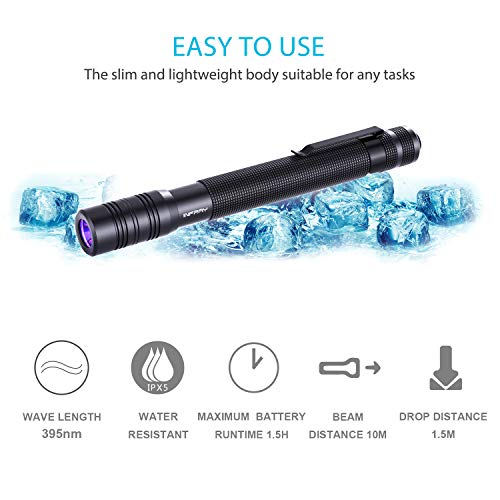 INFRAY Rechargeable Pen Flashlight Black Light, Zoomable, Small 395nm