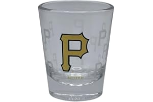 Boelter Brands MLB Team Logo Satin Etch Shot Glass 2oz, Full 360 Wrap Design (Pittsburgh Pirates)