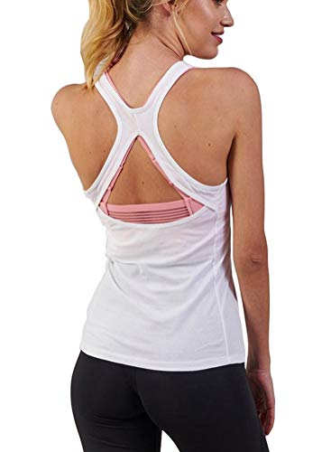 image for Mippo Women's Sexy Wokrout Clothes Open Back Yoga Tops Running Racerba