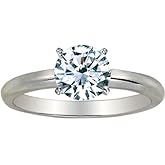 Houston Diamond District 1/4 Carat Round Cut Diamond Solitaire Engagement Ring 14K White Gold 4 Prong (J-K, I2) Very Good Cut