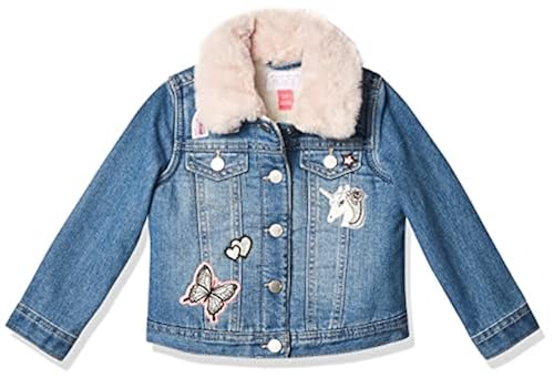 The Children’s Place Baby Girls’ Denim Jacket – Stretch Cotton Blend, Snap Or Button Closure, Distressed Look, Machine Washable