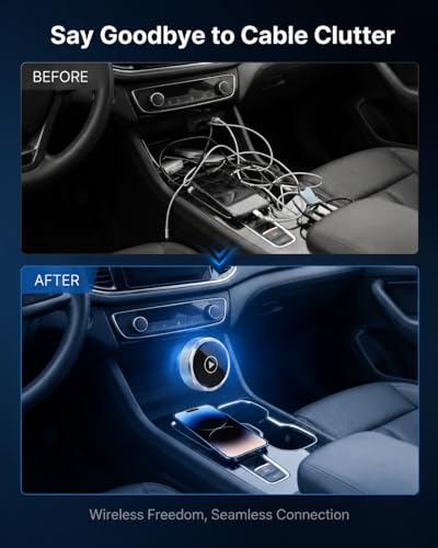 MYACUC 2026 Wireless CarPlay & Android Auto Adapter, 2 in 1 Adapter for iPhone and Android, WiFi 2.4/5GHz with Auto Connect, Stable Plug & Play and Latency-Free, Premium Aluminum Design