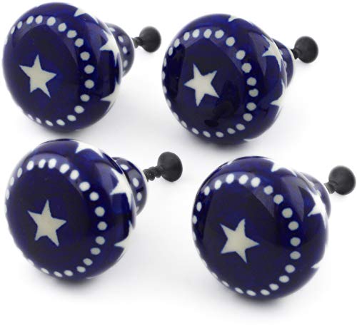 Polish Pottery Drawer Pull Knob Made by Ceramika Artystyczna (Midnight Stars Theme) + Certificate of Authenticity (4)