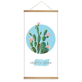 Hanging Poster Wooden Framed Fashion Beautiful Cactus Theme Home Wall Canvas Prints Ready to Hang - 18"x36"