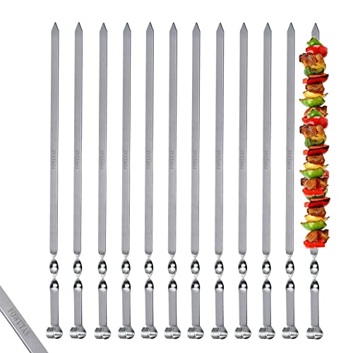 15.7'' Large Size Kabob Skewers Flat Metal BBQ Barbecue Skewer