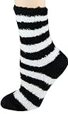 Foot Traffic Soft & Warm Microfiber Fuzzy Socks, black/white