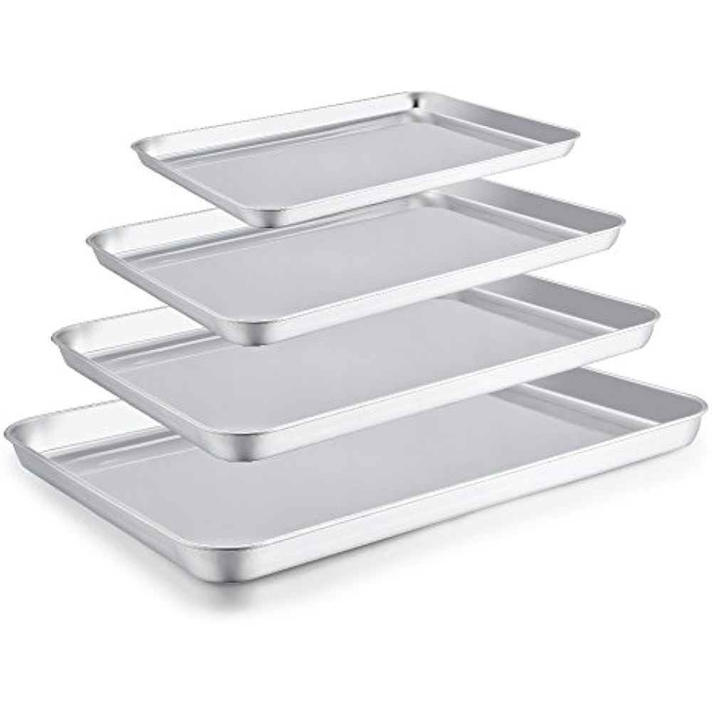 Baking & Cookie Sheets Sheet Set Of 4, Stainless Steel Pan Tray Sheet