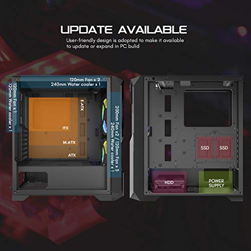 darkFlash BF5 Full Tower Gaming Computer PC Case Supports EATX Motherboards w/Tempered Glass