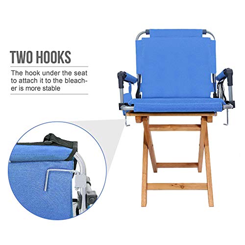 CAMPING WORLD Portable Folding Stadium Seat Cushion Chair for Bleachers with Back, Arm Rest Set of 2- Blue - Thumbnail 2