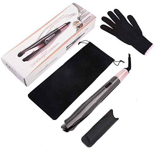 Hair Straightener Curling Iron 2 in 1 Tourmaline Ceramic Twisted Flat Iron Fast Heating-up with LCD Digital Display Hair Styling Tool Hair Curler Suitable for All Hair Types - Thumbnail 4