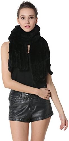 MEEFUR Winter Real Fur Large Scarves Rex Rabbit Fur Shawls Knitted Furry Wraps Women's Soft Neckwarmer
