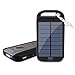 Revive Solar Charger 6000mAh Outdoor Portable Charger Solar Power Bank 2.1A USB External Battery Power Pack with LED Flashlight & Carabiner Clip for Apple iPhone, Samsung, Pixel (DC5V/1000mA Input)