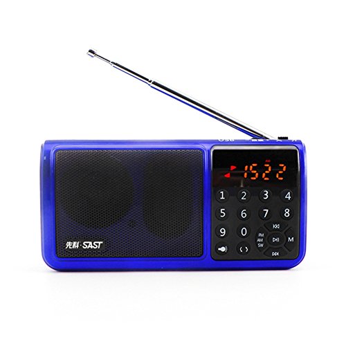 SAST Personal Portable FM/AM/SW Radio With Function Of Hi-Fi Digital Music Player Audio player Flashlight Support SD/TF Card/USB (N-520) (blue)