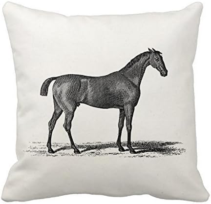 JulianArtsale Vintage 1800S English Race Horse - Racing Horses Retro Cotton Linen Square Throw Pillow Case Shell Decorative Cushion Cover Pillowcase 18x 18 Inches
