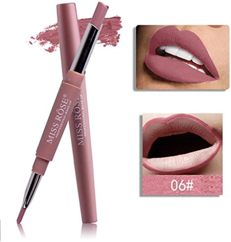 Waterproof Lipliner ,Vanvler Women Lip Liner Pencil [ Double-end Lipstick ] 8 Colors (F 06#)
