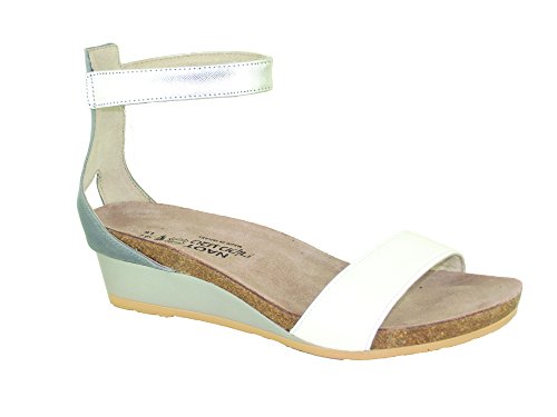 Naot Footwear Women's Pixie, White Leather/Vintage Slate Leather/Silver Luster Leather,37 M EU / 6 B(M) US