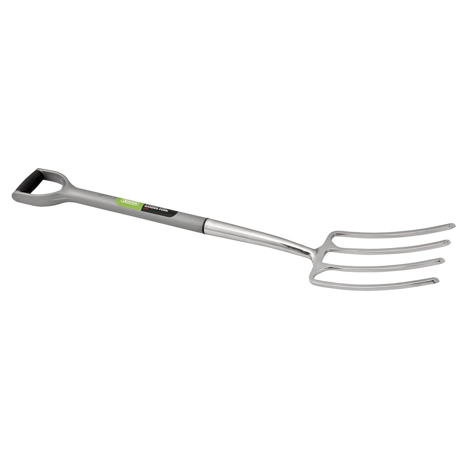 Draper 83755 Stainless Steel Garden Fork with Soft Grip Handle, Silver