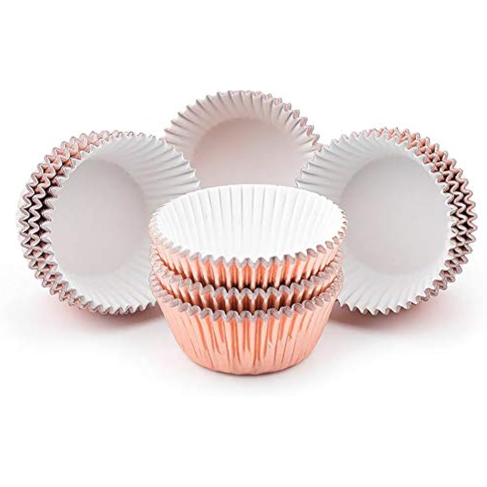 Mini Metallic Foil Cupcake Liners Rose Gold Baking Cups Muffin Case