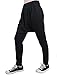 uxcell Men Solid Black Elastic Waist Slant Pockets Harem Pants 32-34 Black