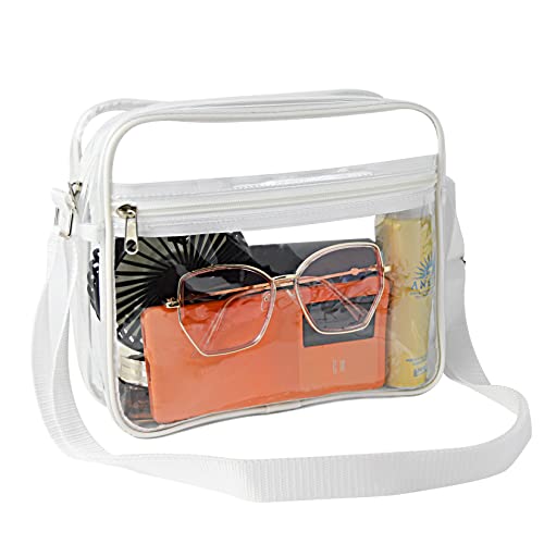 Lackycc Clear Purses Bags for Women Stadium Approved Clear Crossbody Bag Messenger Shoulder Transparent Bag for Concerts Stadium