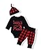 Valentines Baby Boys Girls Clothes Daddy's Little Man Print Bodysuit Outfits Clothes Set With Hat