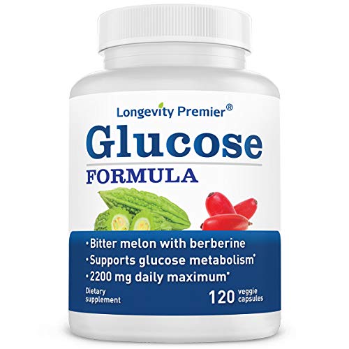 Longevity Glucose Formula with Bitter Melon 600mg and Berberine 500mg for Blood Sugar Support. Best Blood Sugar Formula