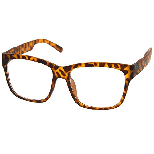 zeroUV - Casual Bold Square Clear Lens Horn Rimmed Eyeglasses 53mm (Matte Tortoise / Clear)