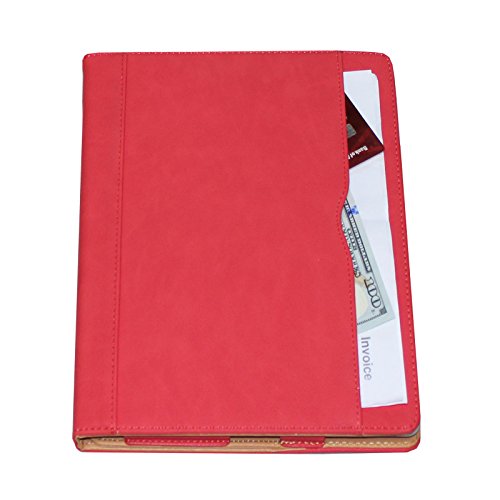 New 2017 iPad 9.7 Case (2017 Released) , JYtrend Multi-Angle Viewing Stand Leather Folio Smart Cover With Big Front Pocket Auto Wake Up/Sleep For A1822 A1823 (Red)