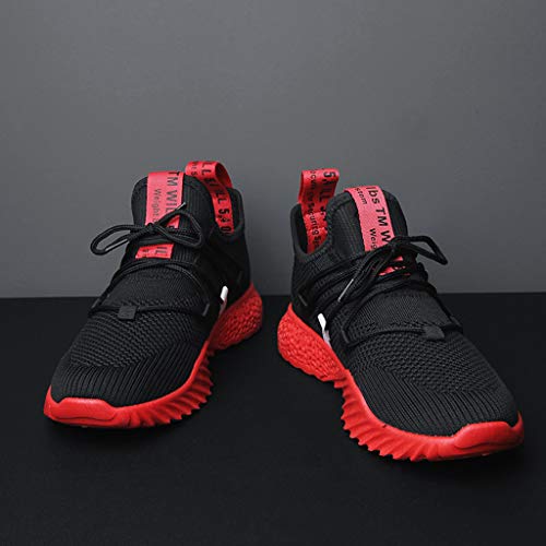 Men's Leisure Lace up Mesh Breathable Athletic Tennis Sneakers Casual Slip-on Running Walking Gym Outdoor Sport Shoes Red - Thumbnail 3
